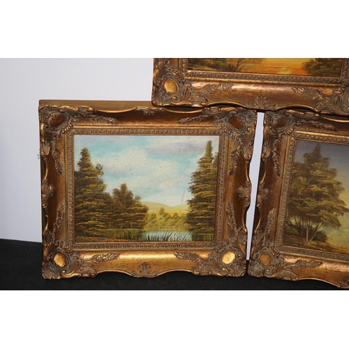 504 - 3 x Ornately Framed Oil on Board Fantasy Paintings by A. Moore