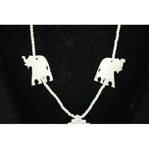 510 - Vintage Elephant Pendant Necklace - Possibly Ivory?