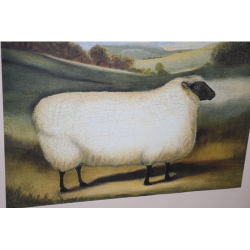 55 - 2 Framed And Glazed Prints Of A Sheep And Cow 55cm x43cm