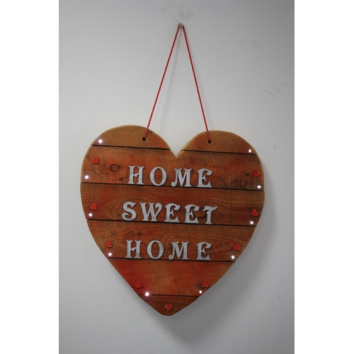 514 - Home Sweet Home Heavy Wooden Light Up Sign 52cm Tall