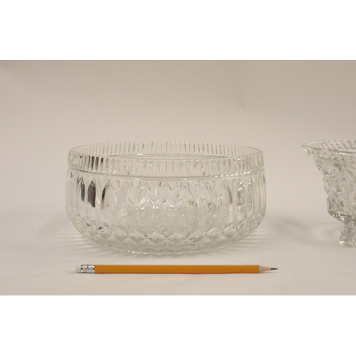 102 - 2 x Glass Bowls one on 3 legs