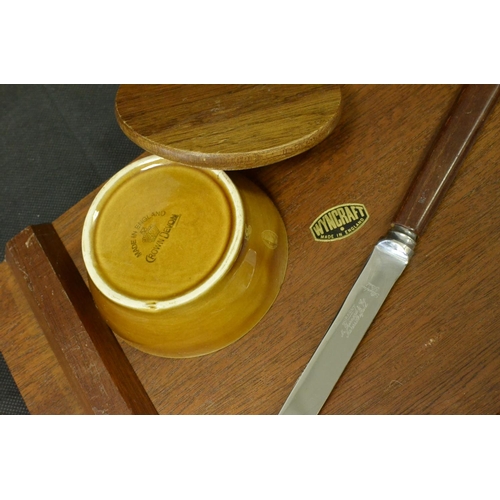 5 - Mid-Century Cheese-Board by Wyncraft Complete with Knife and a Jug by Crown Devon