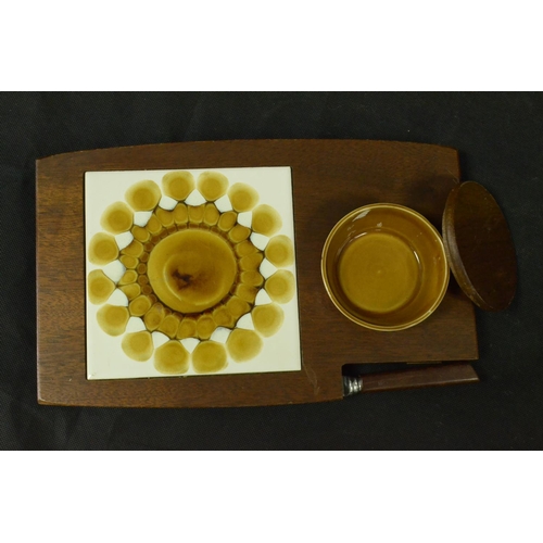 5 - Mid-Century Cheese-Board by Wyncraft Complete with Knife and a Jug by Crown Devon