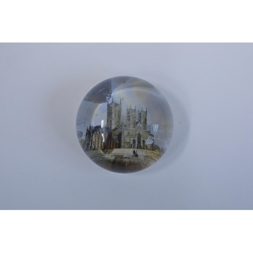 52 - Aged Glass Lincoln Cathedral paperweight