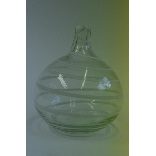 53 - Hand Blown Pair of Glass Vases single stem with white twist