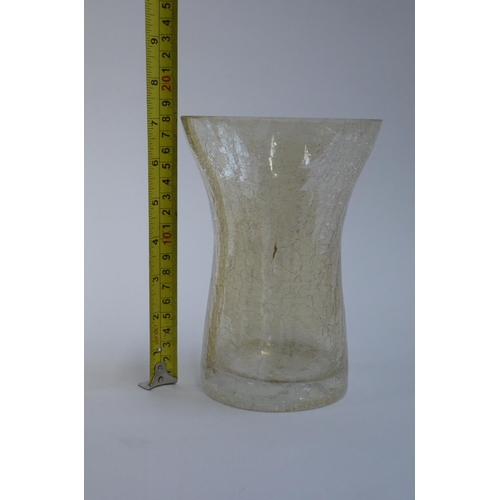 54 - Frosted Gold Coloured Crackle Glass Vase