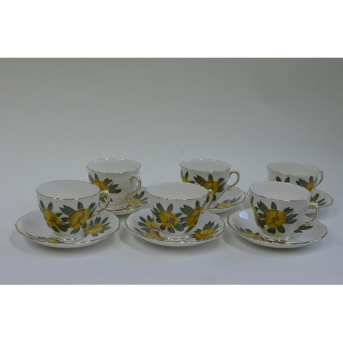 58 - Buttercup bone China set of 6 cups, saucers and sandwich plates