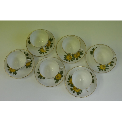 58 - Buttercup bone China set of 6 cups, saucers and sandwich plates