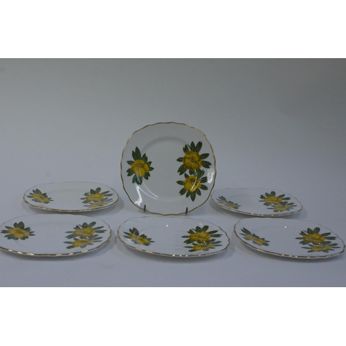 58 - Buttercup bone China set of 6 cups, saucers and sandwich plates