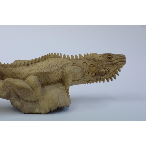 59 - Hand carved Wooden Bearded Dragon 38cm