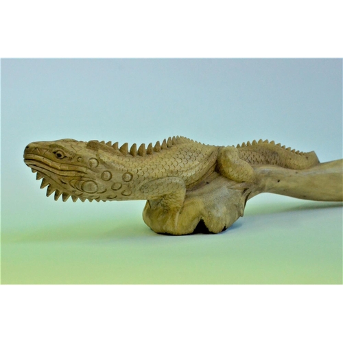 59 - Hand carved Wooden Bearded Dragon 38cm