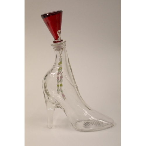 90 - Glass Boot Bottle and a White China Shoe