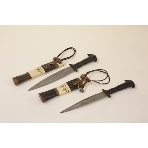 99 - 2 x African Live Blade Daggers in Leather Sheath