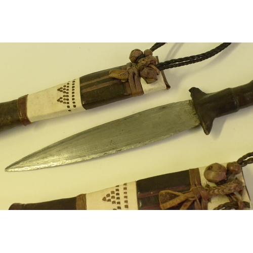 99 - 2 x African Live Blade Daggers in Leather Sheath