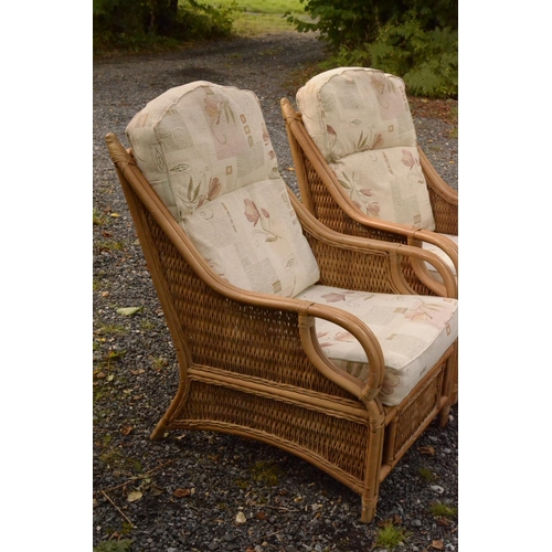 21 - A Pair of Cane Conservatory Chairs With Cushions