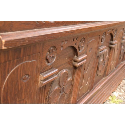 24 - Old Monks Bench with Decorative Carving 115x43x95 cm