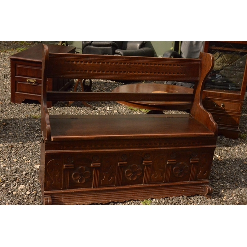 24 - Old Monks Bench with Decorative Carving 115x43x95 cm