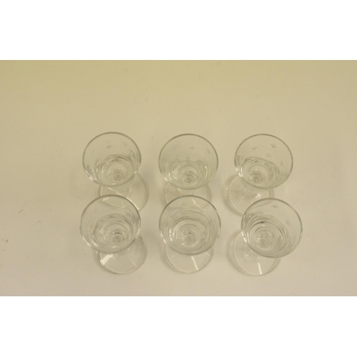 104 - 6 x Vintage Sherry Glasses with Fleur de Lee design