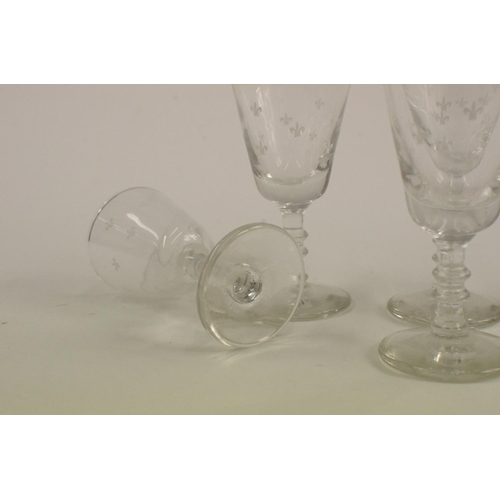 104 - 6 x Vintage Sherry Glasses with Fleur de Lee design