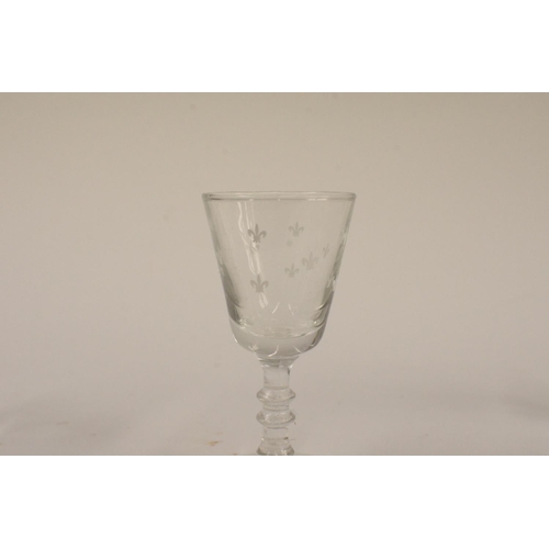 104 - 6 x Vintage Sherry Glasses with Fleur de Lee design