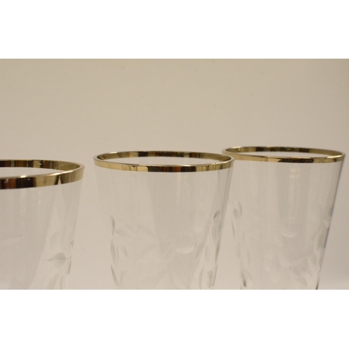 105 - 5 x Tall Gold Rimmed Vintage Leaf Design Glasses