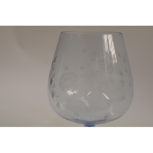 127 - 1 Oversized  Blue Brandy Glass 32cm