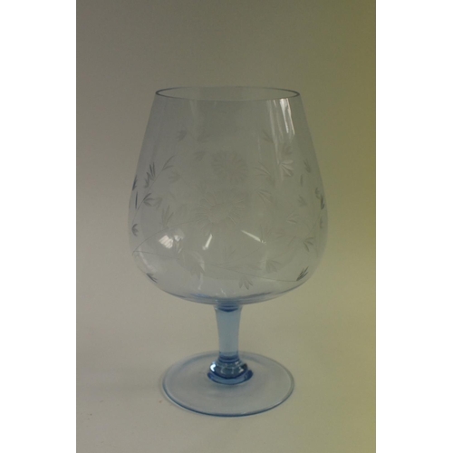 127 - 1 Oversized  Blue Brandy Glass 32cm