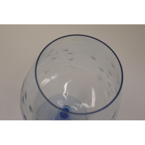 127 - 1 Oversized  Blue Brandy Glass 32cm