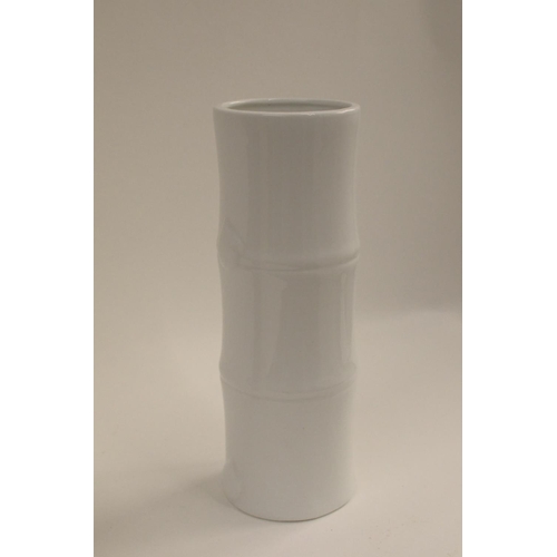 131 - 2 x Brown Stem Vases 40cm, 1 x Yellow Vase 22cm and 1 x White bamboo style 30cm