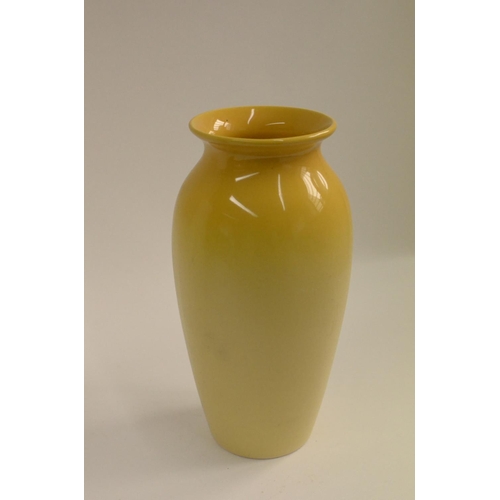 131 - 2 x Brown Stem Vases 40cm, 1 x Yellow Vase 22cm and 1 x White bamboo style 30cm