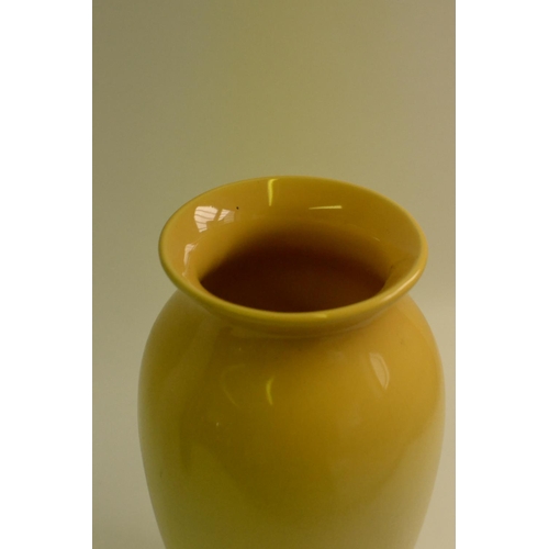 131 - 2 x Brown Stem Vases 40cm, 1 x Yellow Vase 22cm and 1 x White bamboo style 30cm