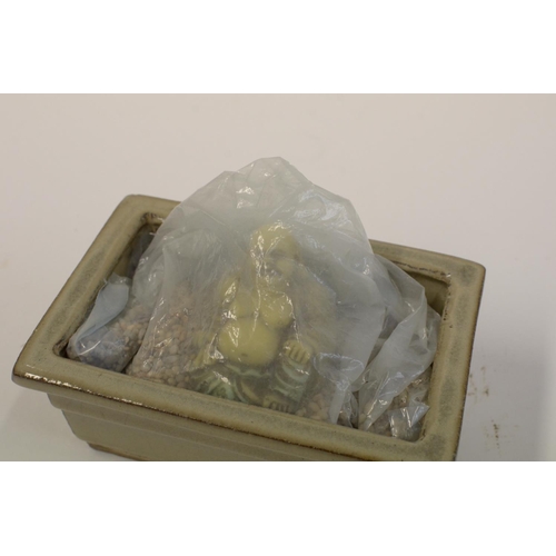 157 - A Bonsai Bowl with sand and a Buddha Statue