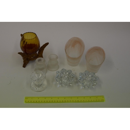 162 - A Selection of Glass Candle Holders