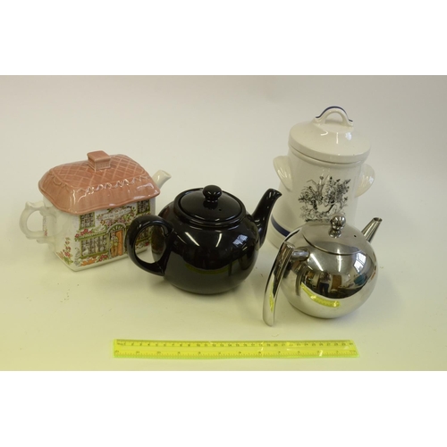 166 - 3 x Tea Pots Sadler and Art Deco style and Taunton Vale Biscuit Pot