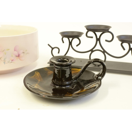 180 - Hornsea Bowl, Studio Pottery Candle Holder and Metal Candle Holder