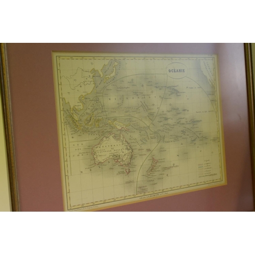 193 - Selection of Hand Coloured maps and Framed and Glazed maps