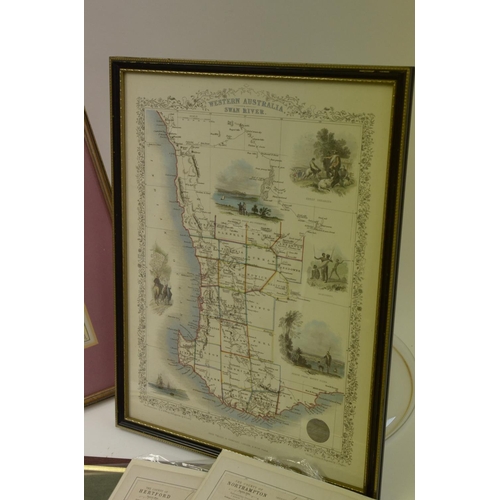 193 - Selection of Hand Coloured maps and Framed and Glazed maps