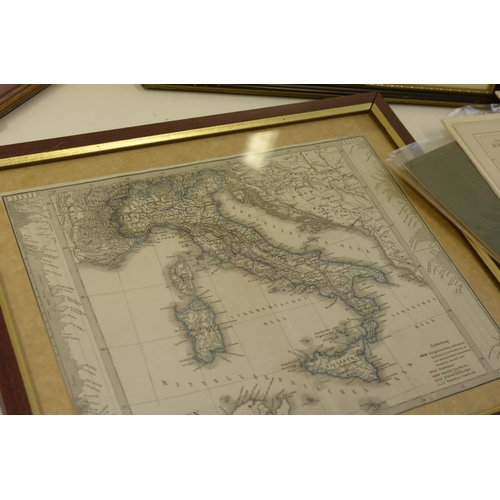 193 - Selection of Hand Coloured maps and Framed and Glazed maps