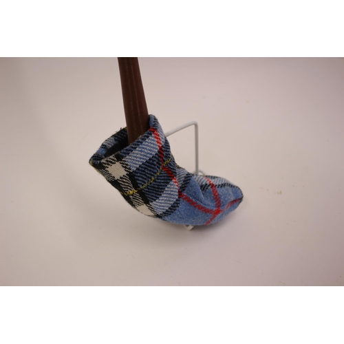 351 - Vintage Handmade Wooden Hickory Golf Club Marked The Laird Handmade in St Andrews including Tartan C... 