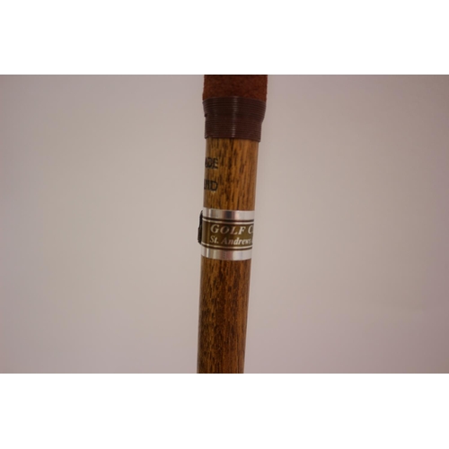 351 - Vintage Handmade Wooden Hickory Golf Club Marked The Laird Handmade in St Andrews including Tartan C... 