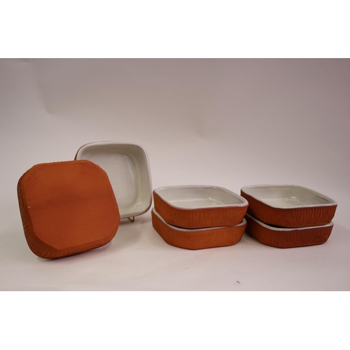 361 - 6 Dishes From the Bolingey Pottery In Perran Port Started By Norman Taylor in the 60's 16cm square m... 