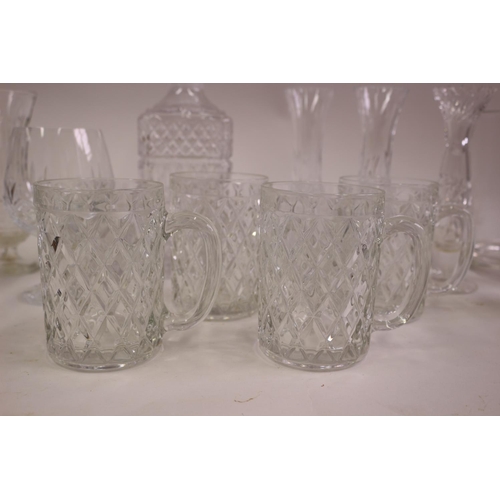 375 - A Great selection of Glassware Including Crystal Cut Glasses and Decanter and Bowl