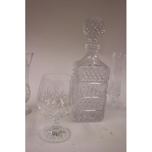 375 - A Great selection of Glassware Including Crystal Cut Glasses and Decanter and Bowl