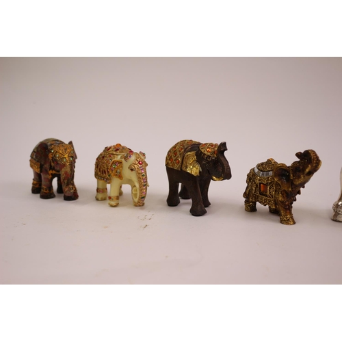 381 - 6 Indian Elephant Collection with Stone Gems