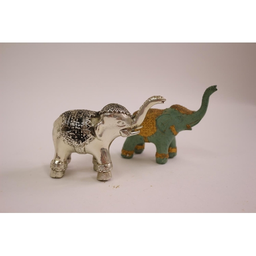 381 - 6 Indian Elephant Collection with Stone Gems