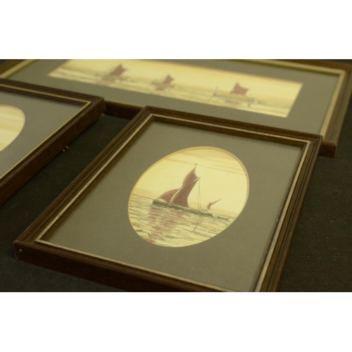 403 - 3 Framed & Glazed Original Watercolors of Nautical Scenes Signed by June Ann