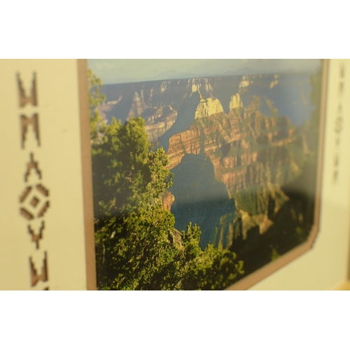 407 - Wooden Framed and Glazed Photograph of Gran Canyon with Native American Coin 40.5x 33cm