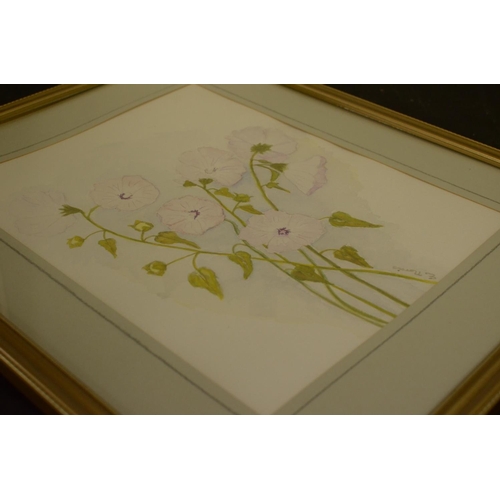 408 - Gold Framed and Glazed Floral Still Life Watercolor Signed & Large Frame and Glazed Still Life Print... 