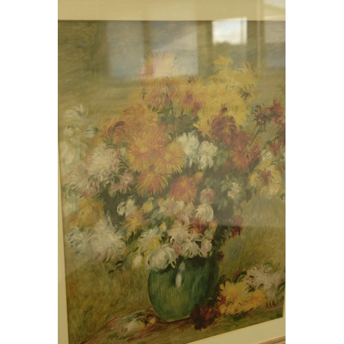 408 - Gold Framed and Glazed Floral Still Life Watercolor Signed & Large Frame and Glazed Still Life Print... 