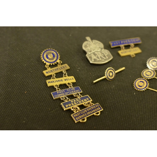 413 - A Collection of Rotary International Inner Circle Pins & Bars, Including Silver ARP Badge from WWR